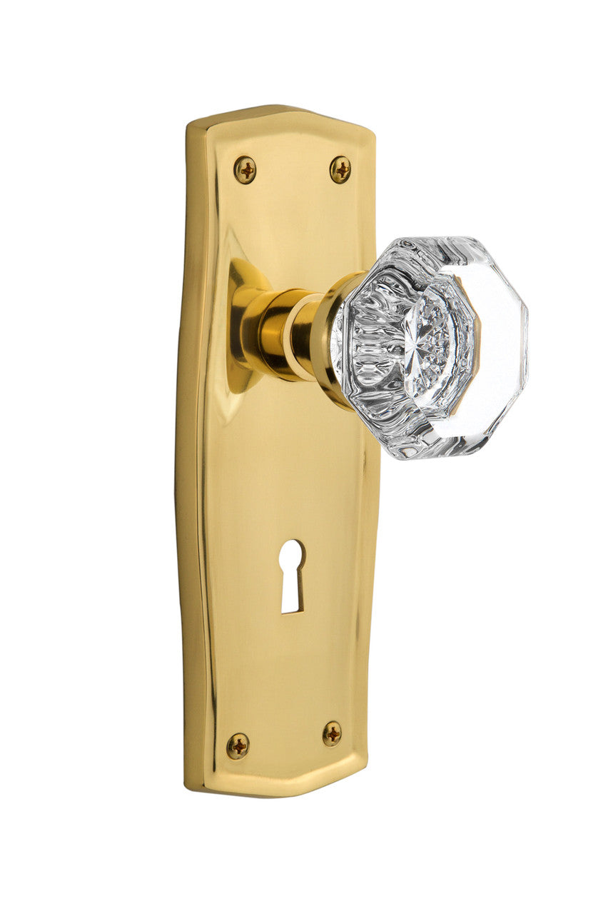 Nostalgic 704500: Prairie Backplate w/Waldorf Knob Privacy Door Set - Polished Brass