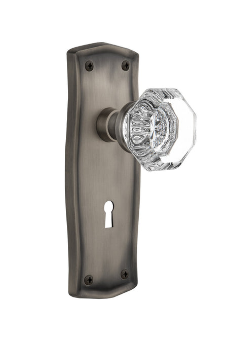 Nostalgic 704506: Prairie Backplate w/Waldorf Knob Passage Door Set - Antique Pewter