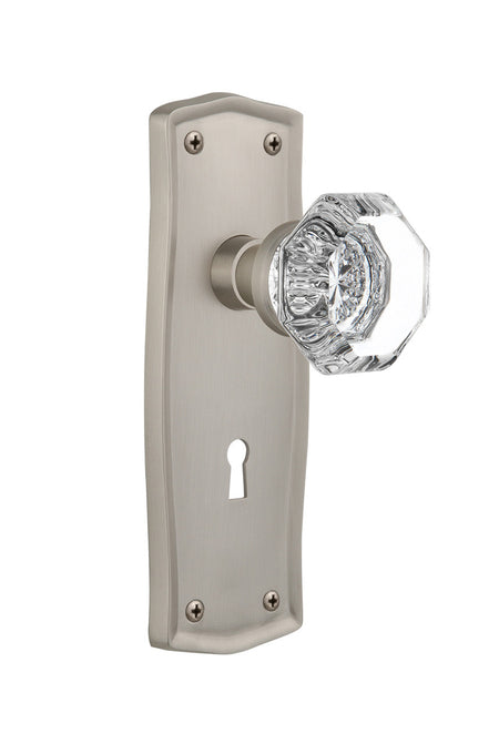 Nostalgic 704517: Prairie Backplate w/Waldorf Knob Single Dummy Door Set - Satin Nickel