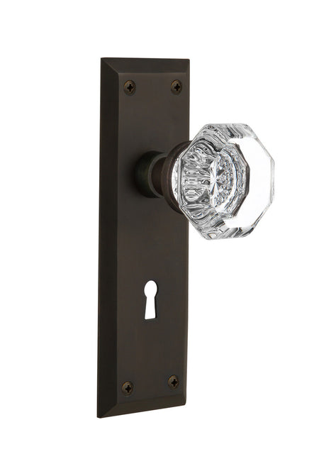 Nostalgic 704607: New York Backplate w/Waldorf Knob Privacy Door Set - Oil-Rubbed Bronze