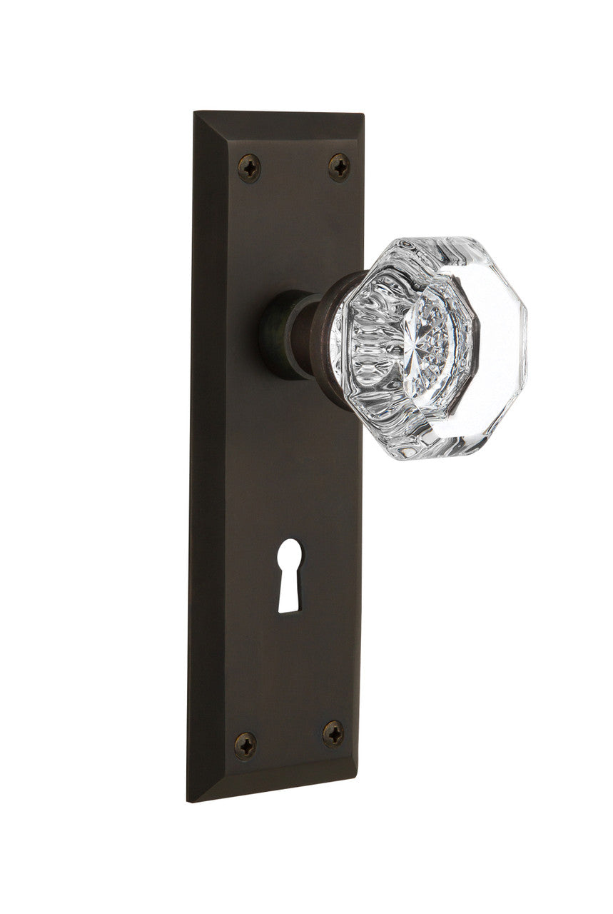 Nostalgic 704607: New York Backplate w/Waldorf Knob Privacy Door Set - Oil-Rubbed Bronze