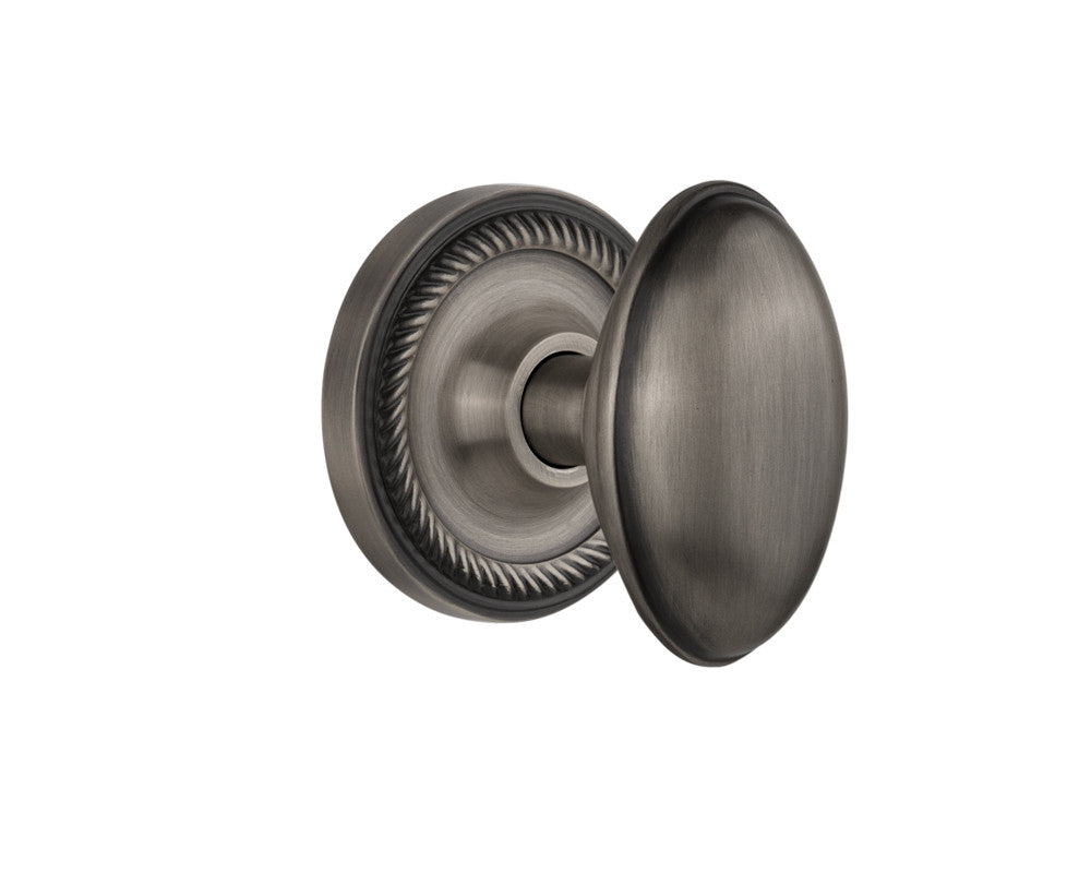 Nostalgic 704669: Rope Rosette w/Homestead Knob Passage Door Set - Antique Pewter