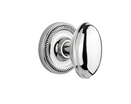 Nostalgic 704674: Rope Rosette w/Homestead Knob Passage Door Set - Bright Chrome