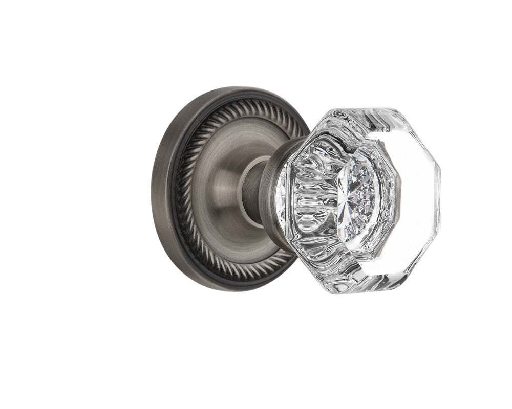 Nostalgic 704690: Rope Rosette w/Waldorf Knob Privacy Door Set - Antique Pewter