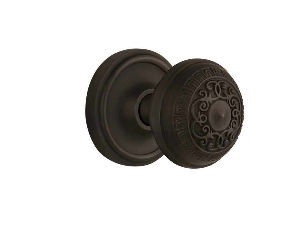 Nostalgic 704739: Classic Rosette w/Egg & Dart Knob Single Dummy Door Set - Oil-Rubbed Bronze