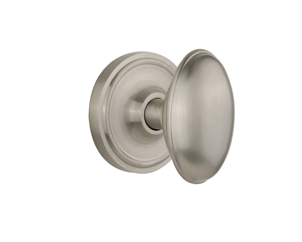 Nostalgic 704743: Classic Rosette w/Homestead Knob Privacy Door Set - Satin Nickel
