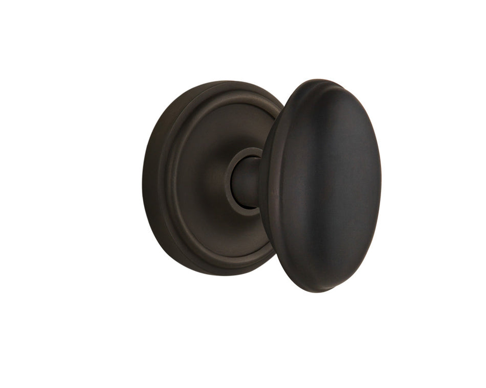 Nostalgic 704744: Classic Rosette w/Homestead Knob Privacy Door Set - Oil-Rubbed Bronze