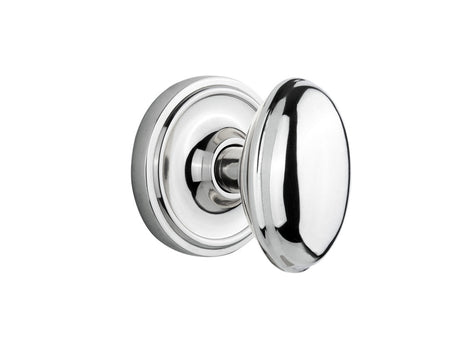 Nostalgic 704747: Classic Rosette w/Homestead Knob Privacy Door Set - Bright Chrome