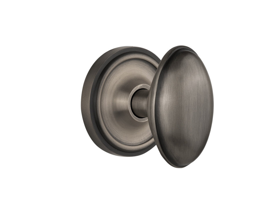 Nostalgic 704749: Classic Rosette w/Homestead Knob Passage Door Set - Antique Pewter