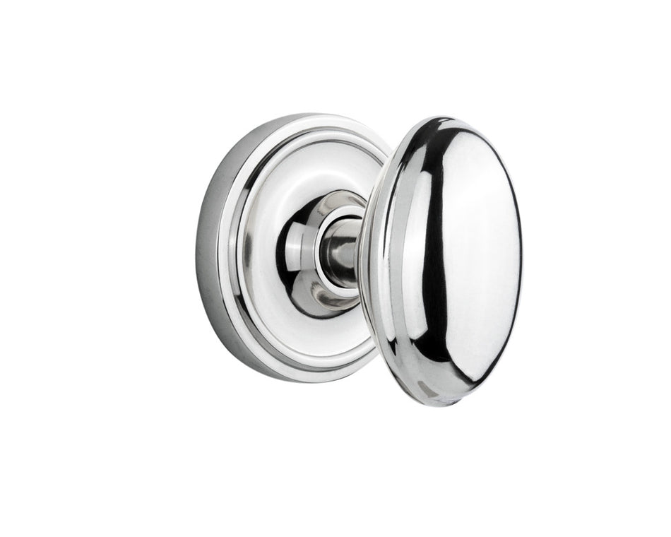Nostalgic 704754: Classic Rosette w/Homestead Knob Passage Door Set - Bright Chrome