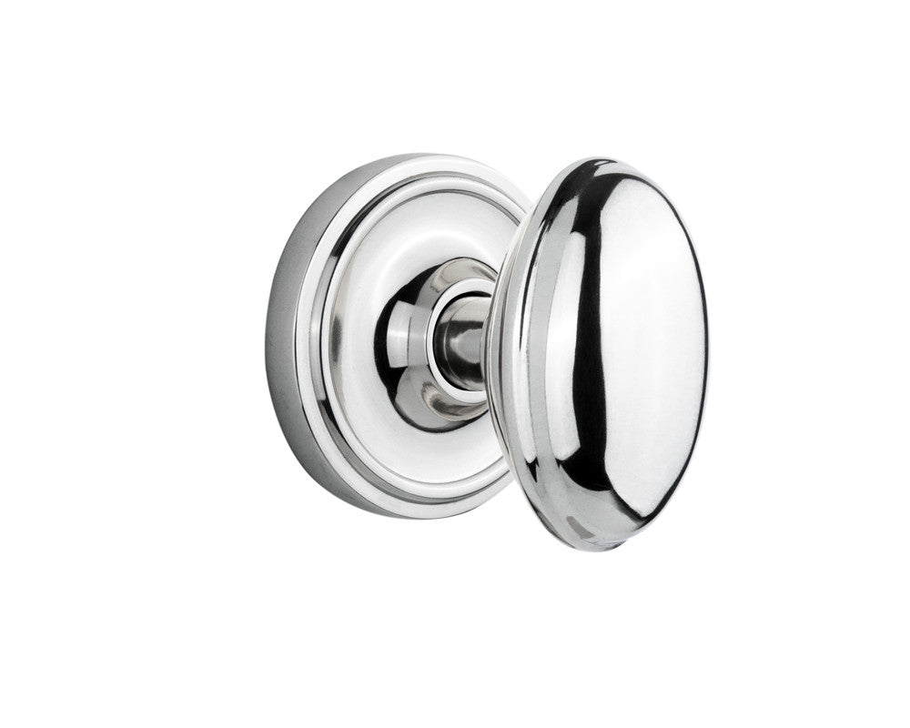 Nostalgic 704768: Classic Rosette w/Homestead Knob Single Dummy Door Set - Bright Chrome