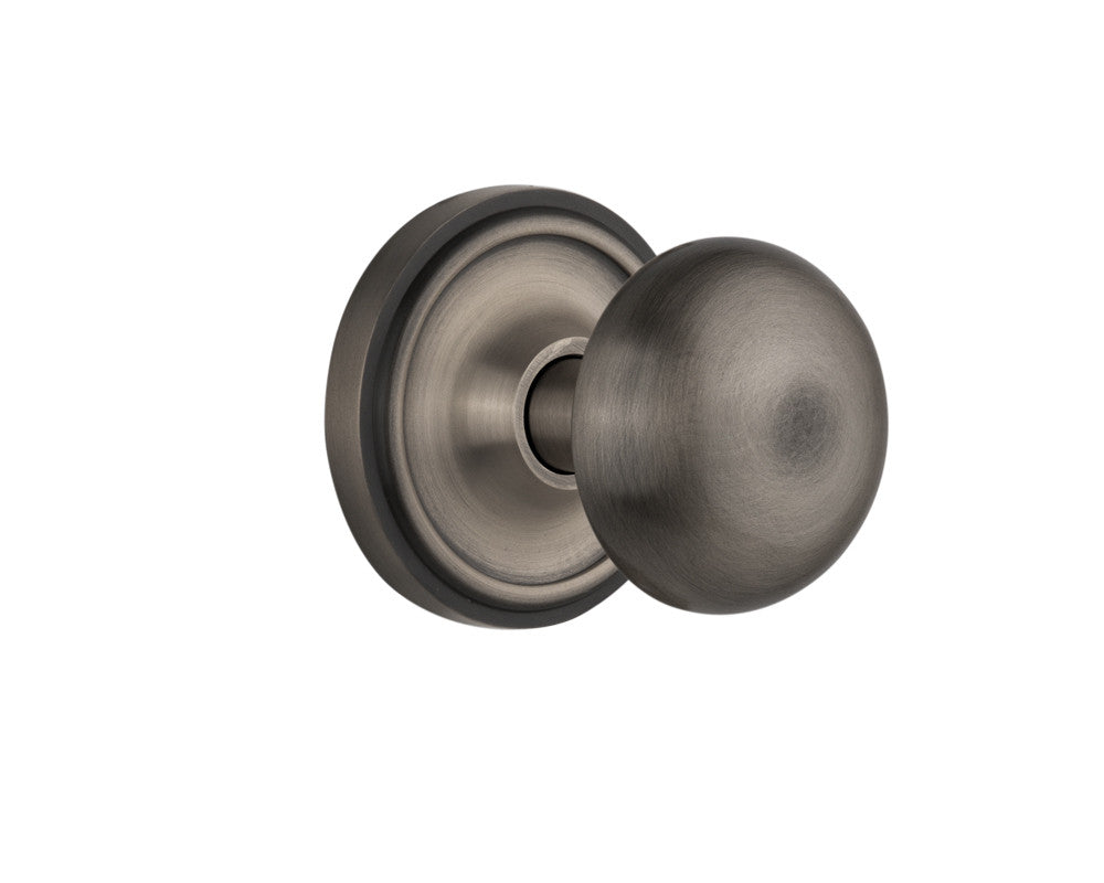 Nostalgic 704784: Classic Rosette w/New York Knob Passage Door Set - Antique Pewter