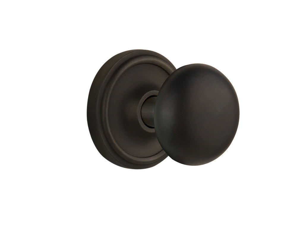 Nostalgic 704786: Classic Rosette w/New York Knob Passage Door Set - Oil-Rubbed Bronze