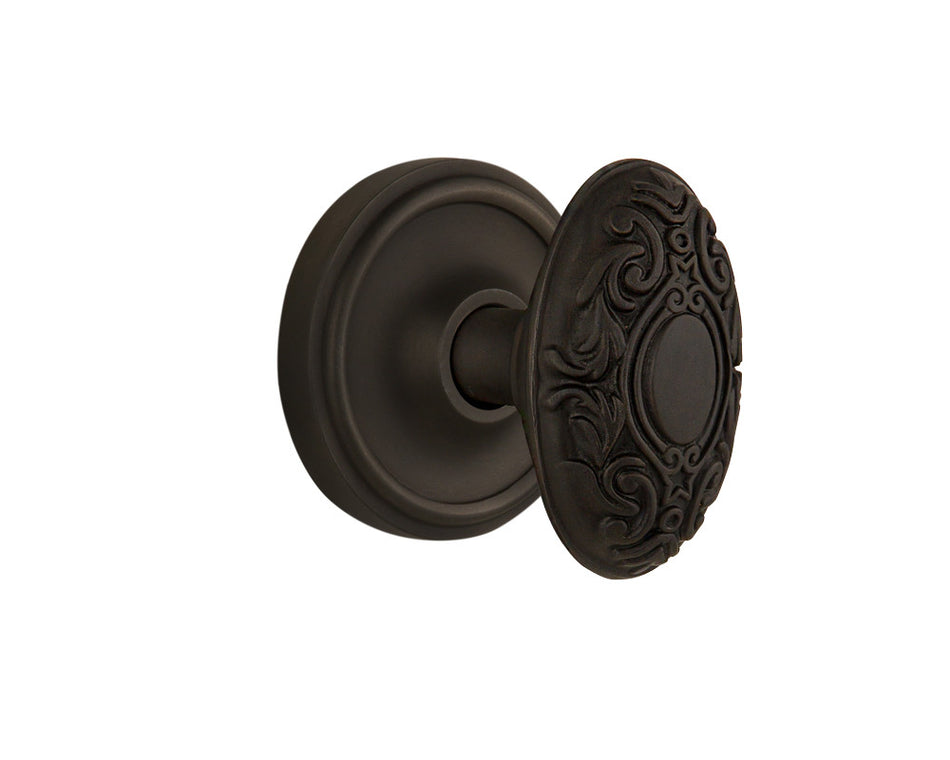 Nostalgic 704807: Classic Rosette w/Victorian Knob Passage Door Set - Oil-Rubbed Bronze