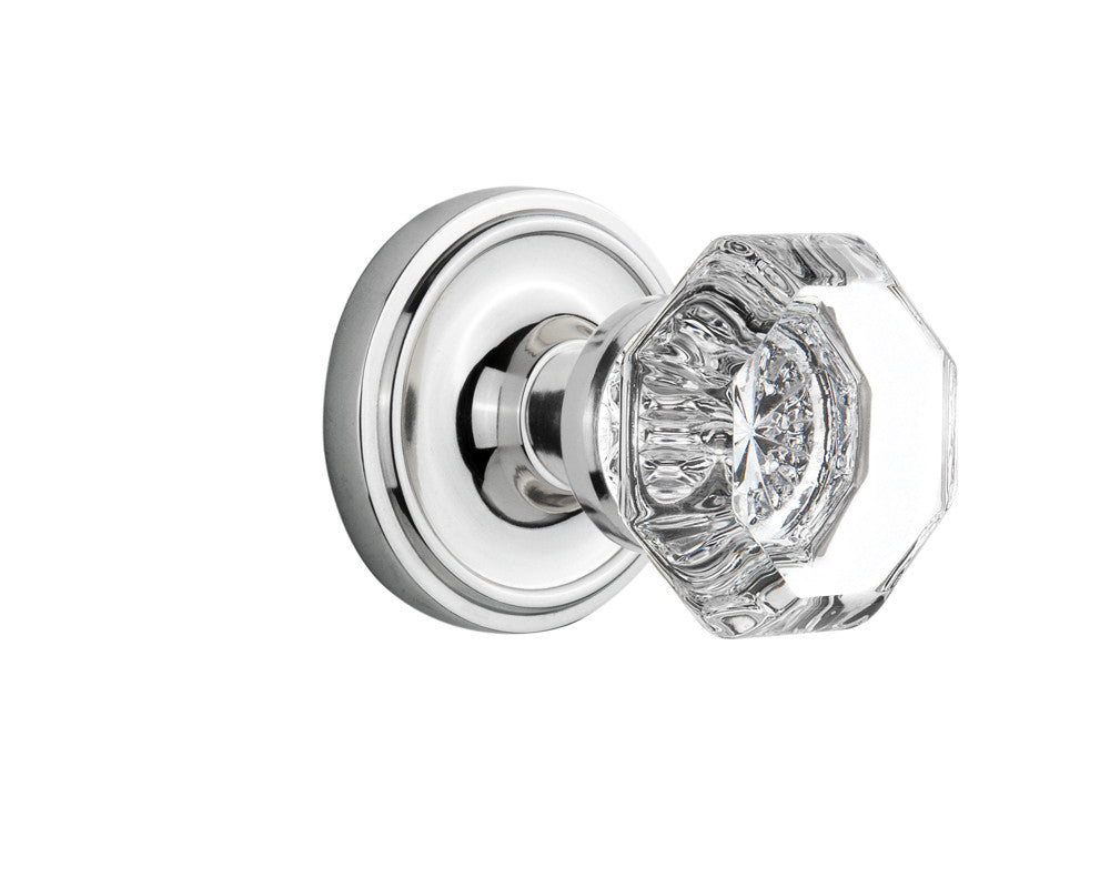Nostalgic 704826: Classic Rosette w/Waldorf Knob Passage Door Set - Bright Chrome