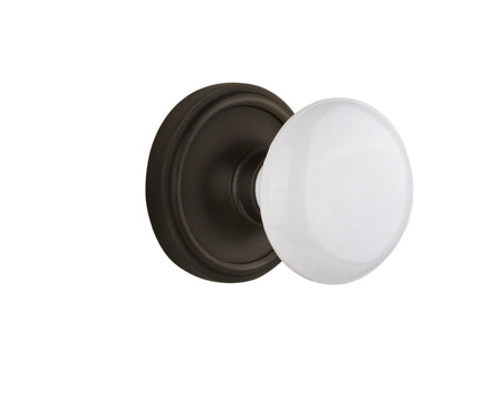 Nostalgic 704847: Classic Rosette w/White Porcelain Knob Single Dummy Door Set - Oil-Rubbed Bronze