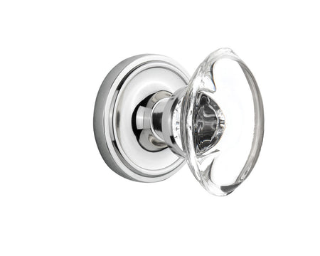 Nostalgic 711418: Classic Rosette w/Oval Clear Glass Crystal Knob Single Dummy Door Set - Bright Chrome