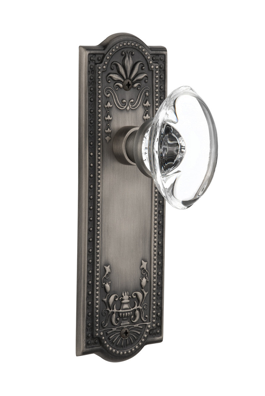 Nostalgic 711431: Meadows Backplate w/Oval Clear Glass Crystal Knob Single Dummy Door Set - Antique Pewter