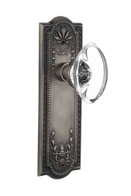 Nostalgic 711431: Meadows Backplate w/Oval Clear Glass Crystal Knob Single Dummy Door Set - Antique Pewter