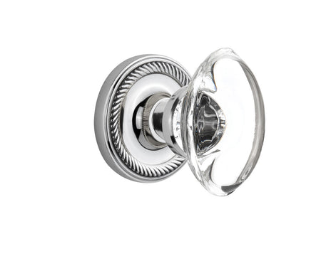 Nostalgic 711446: Rope Rosette w/Oval Clear Glass Crystal Knob Single Dummy Door Set - Bright Chrome