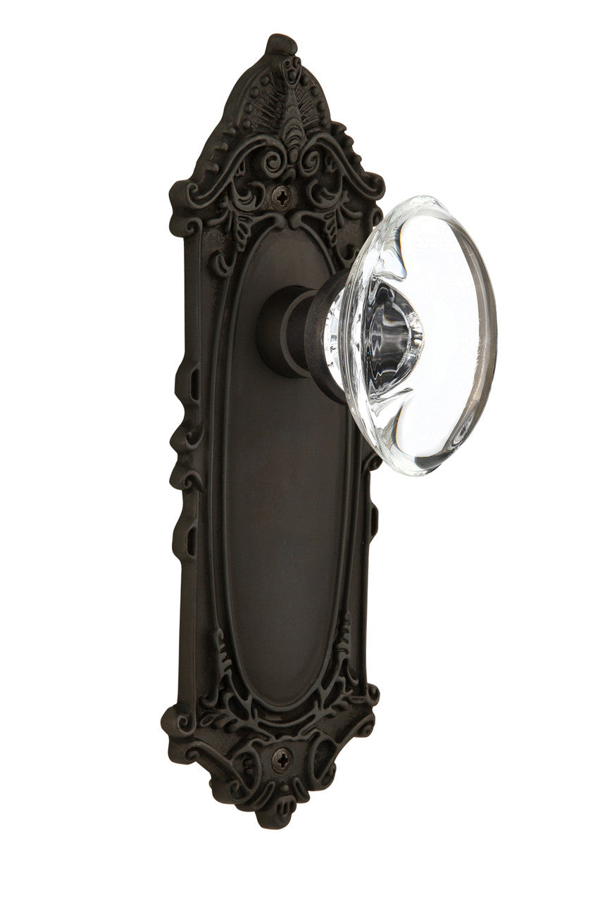 Nostalgic 711454: Victorian Backplate w/Oval Clear Glass Crystal Knob Single Dummy Door Set - Oil-Rubbed Bronze