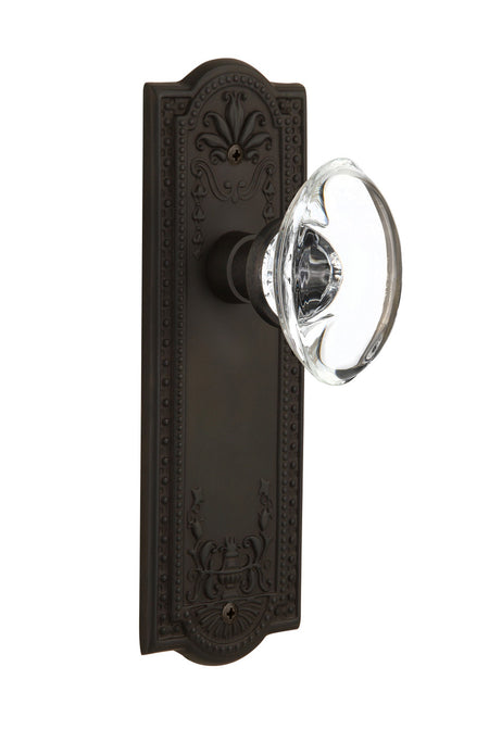 Nostalgic 711625: Meadows Backplate w/Oval Clear Glass Crystal Knob Privacy Door Set - Oil-Rubbed Bronze