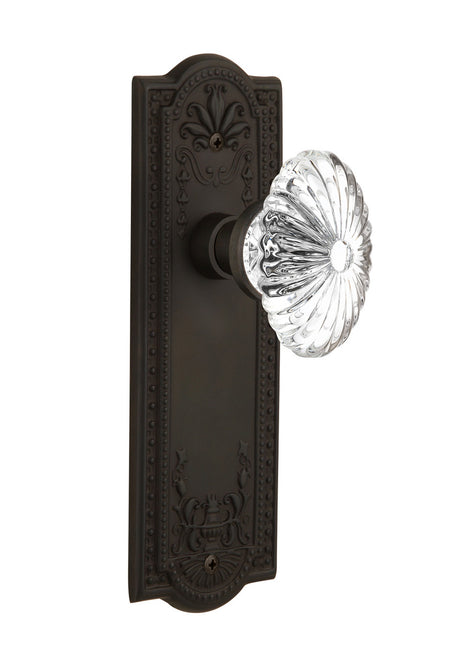 Nostalgic 711873: Meadows Backplate w/Oval Fluted Clear Glass Crystal Knob Single Dummy Door Set - Oil-Rubbed Bronze