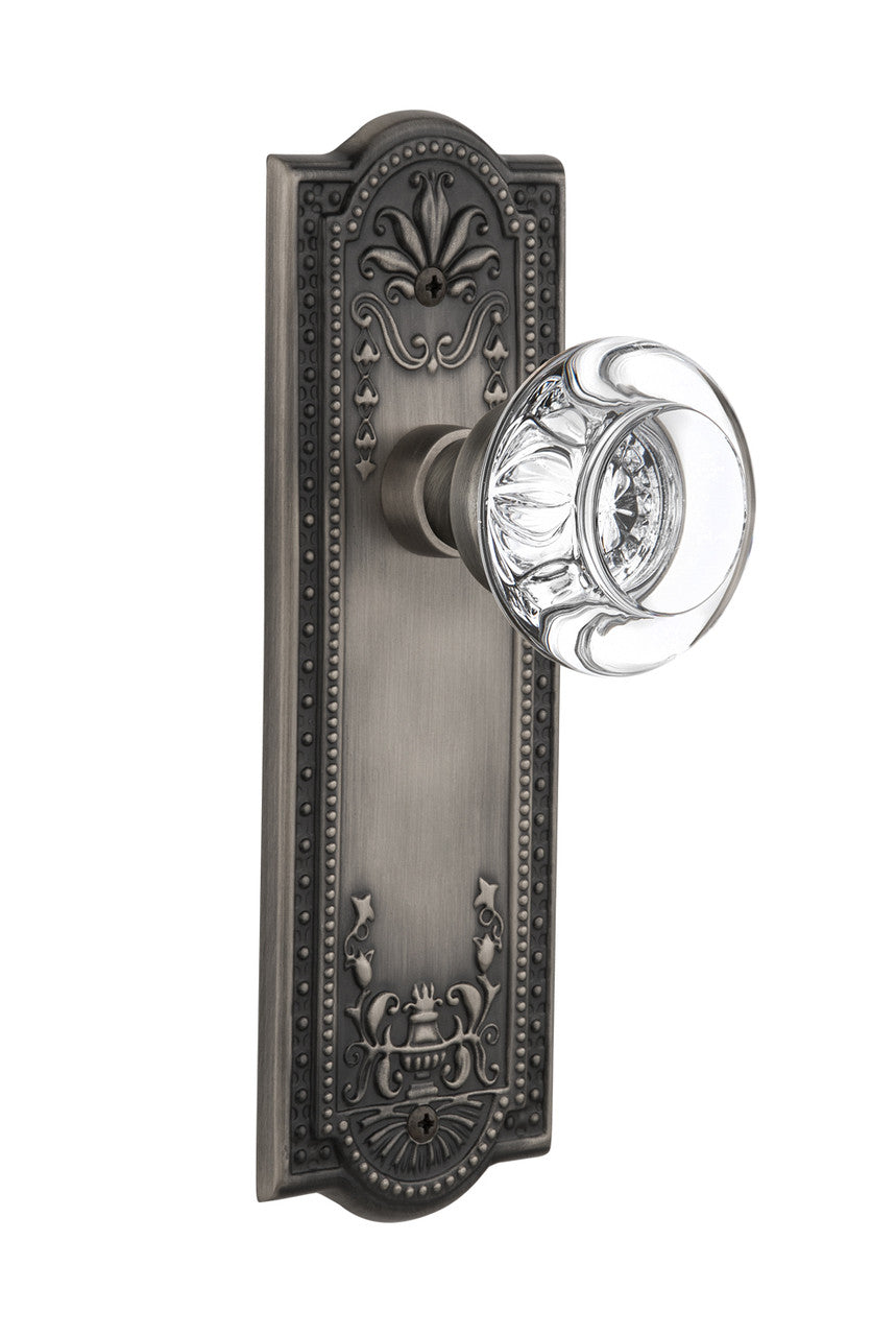 Nostalgic 712311: Meadows Backplate w/Round Clear Glass Crystal Knob Single Dummy Door Set - Antique Pewter
