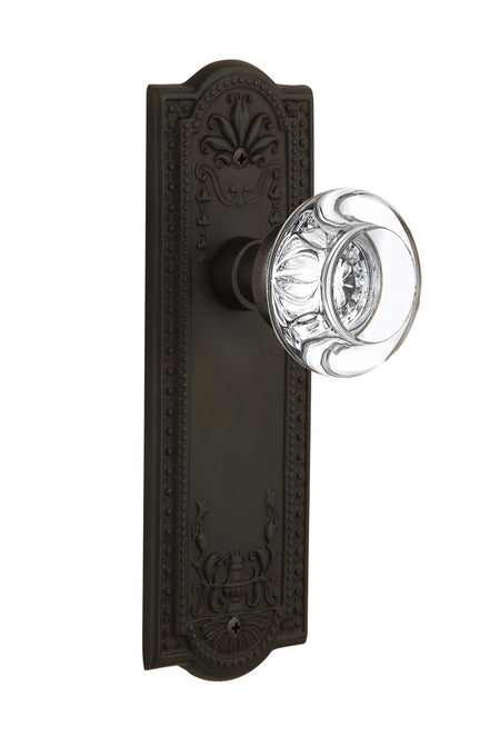 Nostalgic 712313: Meadows Backplate w/Round Clear Glass Crystal Knob Single Dummy Door Set - Oil-Rubbed Bronze