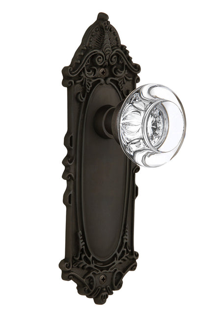 Nostalgic 712334: Victorian Backplate w/Round Clear Glass Crystal Knob Single Dummy Door Set - Oil-Rubbed Bronze