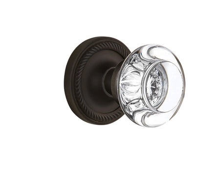 Nostalgic 712519: Rope Rosette w/Round Clear Glass Crystal Knob Privacy Door Set - Oil-Rubbed Bronze