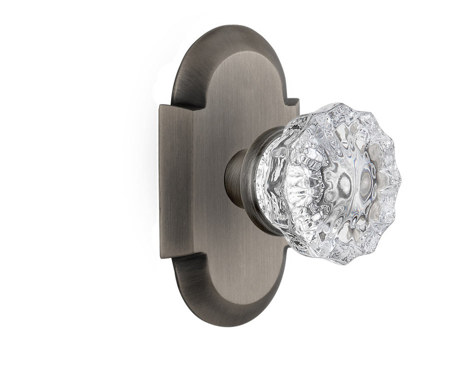 Nostalgic 712801: Cottage Backplate w/Clear Crystal Glass Knob Passage Door Set - Antique Pewter