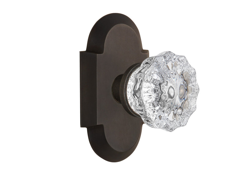 Nostalgic 712803: Cottage Backplate w/Clear Crystal Glass Knob Passage Door Set - Oil-Rubbed Bronze