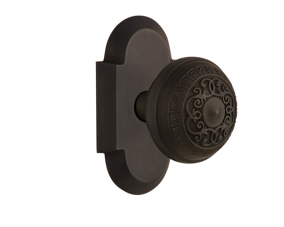 Nostalgic 712809: Cottage Backplate w/Egg & Dart Knob Passage Door Set - Oil-Rubbed Bronze