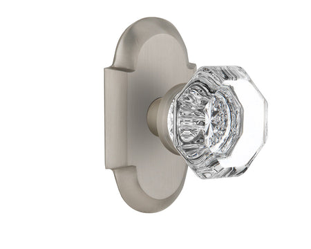 Nostalgic 712873: Cottage Backplate w/Waldorf Knob Passage Door Set - Satin Nickel