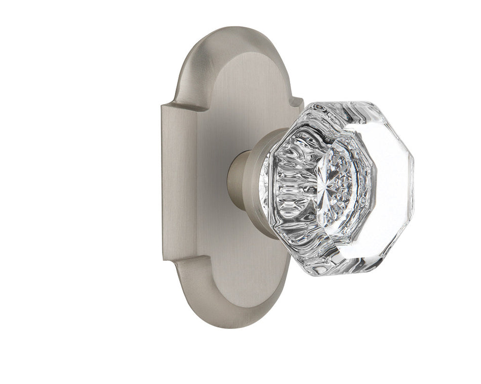 Nostalgic 712873: Cottage Backplate w/Waldorf Knob Passage Door Set - Satin Nickel