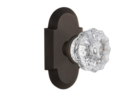Nostalgic 712899: Cottage Backplate w/Clear Crystal Glass Knob Privacy Door Set - Oil-Rubbed Bronze