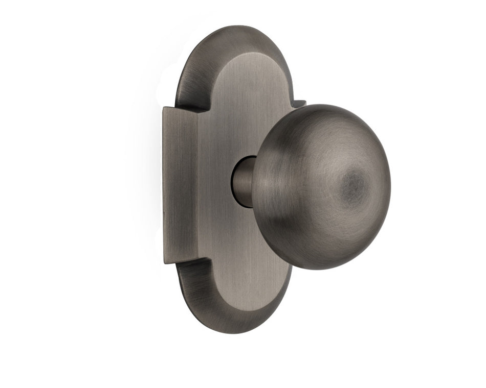 Nostalgic 712924: Cottage Backplate w/New York Knob Privacy Door Set - Antique Pewter