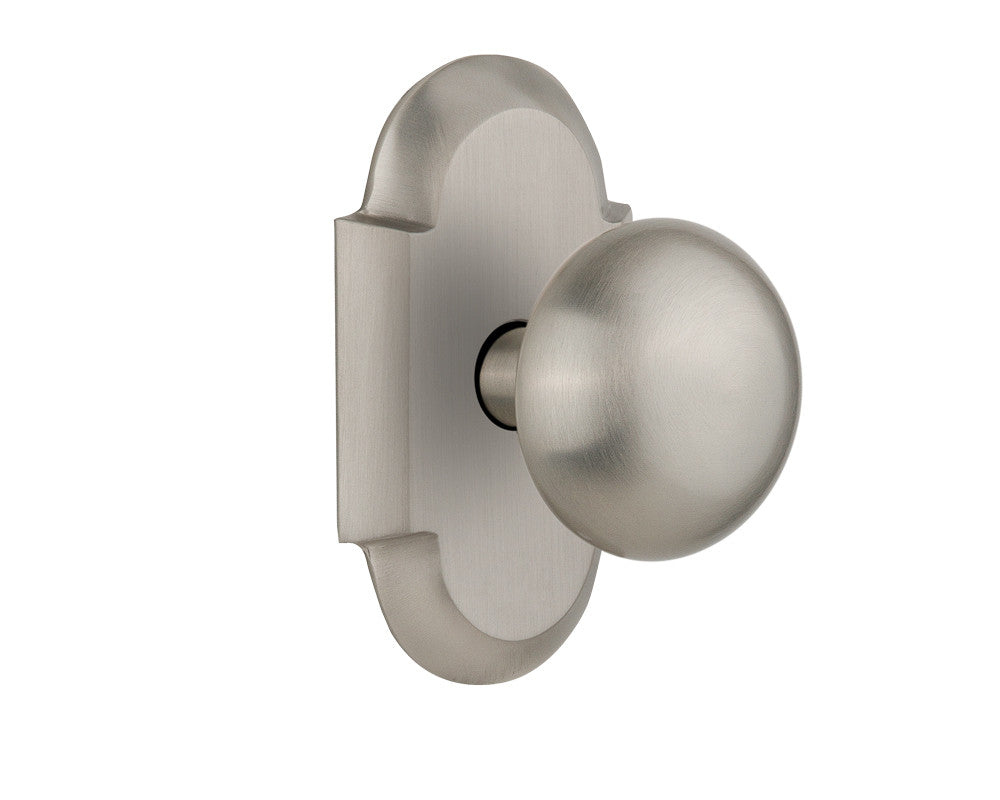 Nostalgic 712928: Cottage Backplate w/New York Knob Privacy Door Set - Satin Nickel