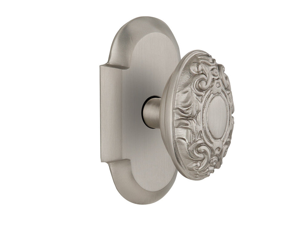 Nostalgic 712962: Cottage Backplate w/Victorian Knob Privacy Door Set - Satin Nickel