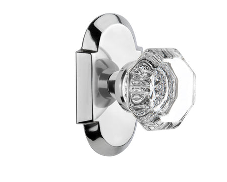 Nostalgic 712966: Cottage Backplate w/Waldorf Knob Privacy Door Set - Bright Chrome