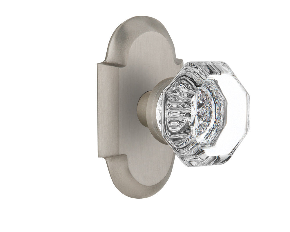 Nostalgic 712969: Cottage Backplate w/Waldorf Knob Privacy Door Set - Satin Nickel