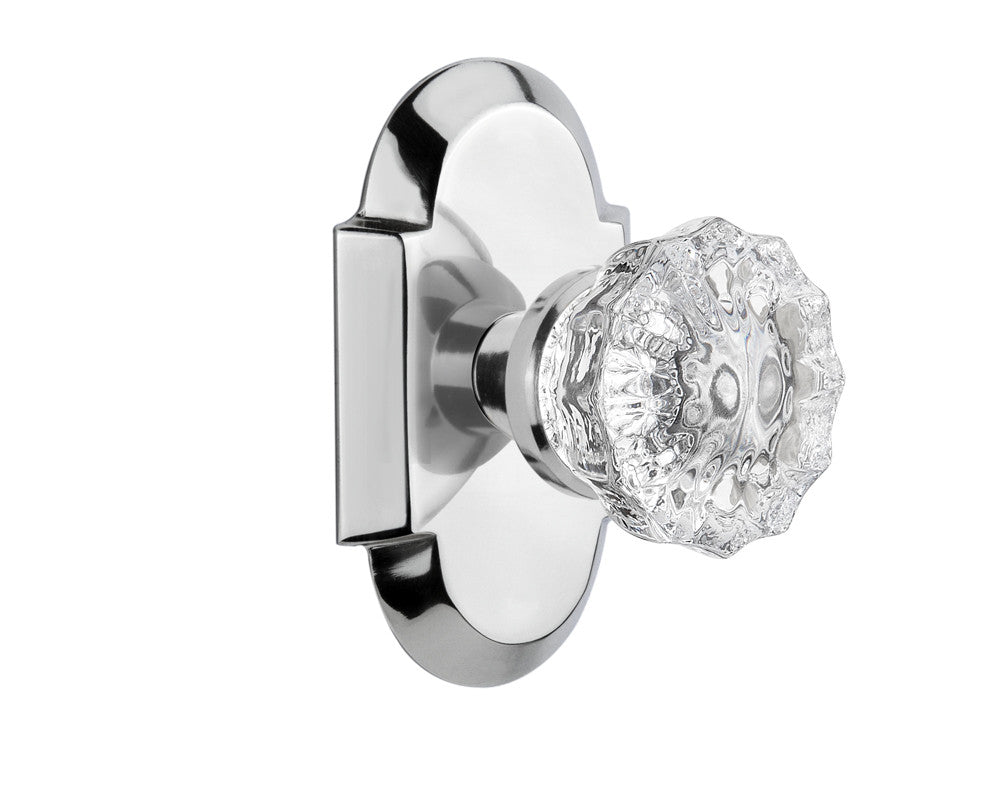 Nostalgic 712994: Cottage Backplate w/Clear Crystal Glass Knob Single Dummy Door Set - Bright Chrome
