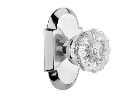 Nostalgic 712994: Cottage Backplate w/Clear Crystal Glass Knob Single Dummy Door Set - Bright Chrome