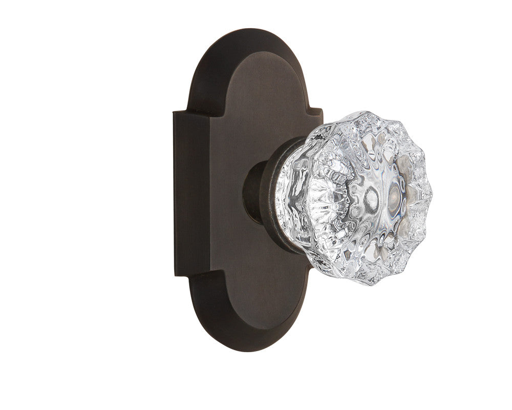 Nostalgic 712995: Cottage Backplate w/Clear Crystal Glass Knob Single Dummy Door Set - Oil-Rubbed Bronze