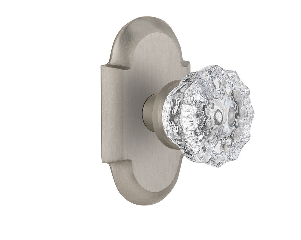 Nostalgic 712997: Cottage Backplate w/Clear Crystal Glass Knob Single Dummy Door Set - Satin Nickel