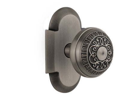 Nostalgic 713000: Cottage Backplate w/Egg & Dart Knob Single Dummy Door Set - Antique Pewter