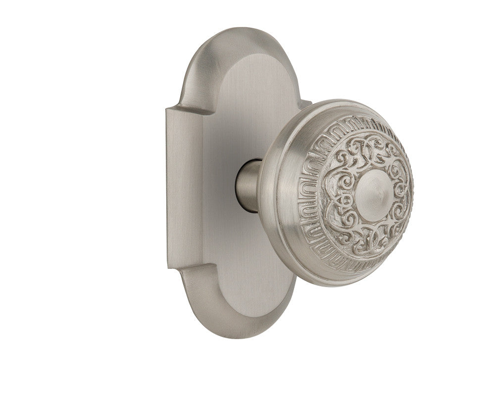 Nostalgic 713003: Cottage Backplate w/Egg & Dart Knob Single Dummy Door Set - Satin Nickel