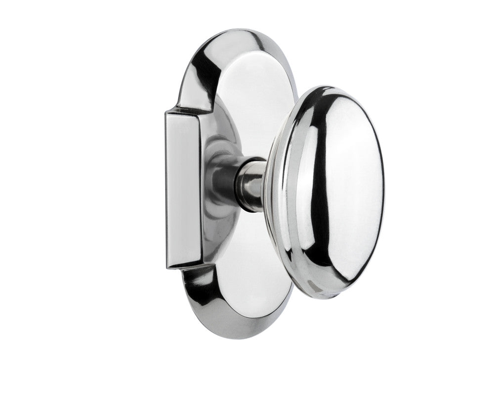 Nostalgic 713008: Cottage Backplate w/Homestead Knob Single Dummy Door Set - Bright Chrome