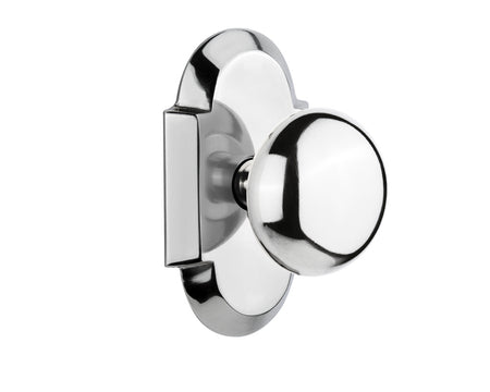 Nostalgic 713021: Cottage Backplate w/New York Knob Single Dummy Door Set - Bright Chrome